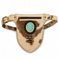 Boho heuptasje van leer met cowhide print en turquoise steen