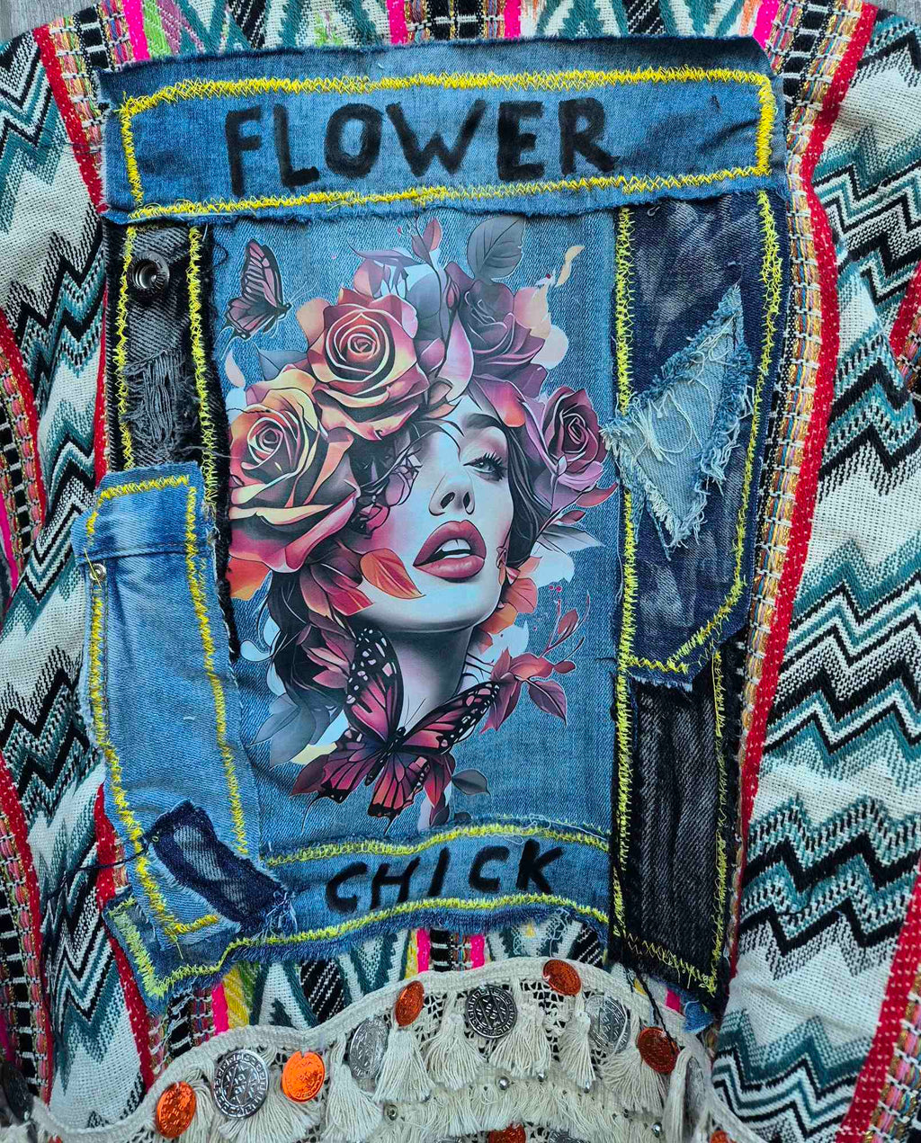 Detail print flower chick jacket handmade design