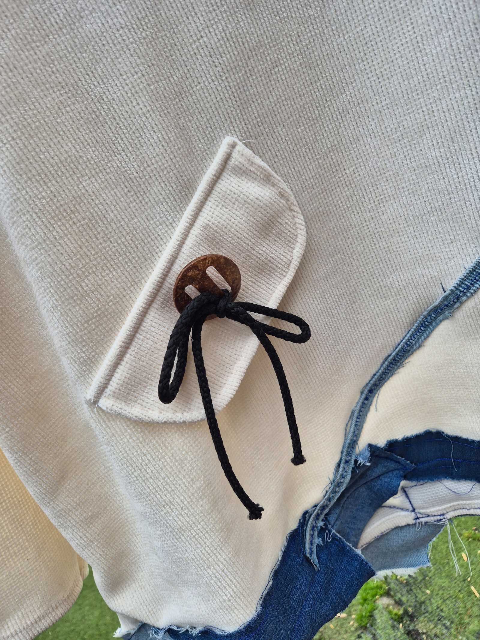 Handgemaakt zakje detail boho sweater