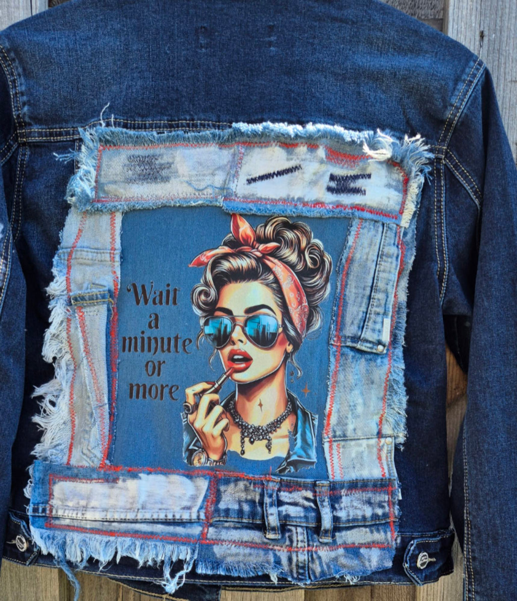 handmade denim patchwork detail recycled jacket