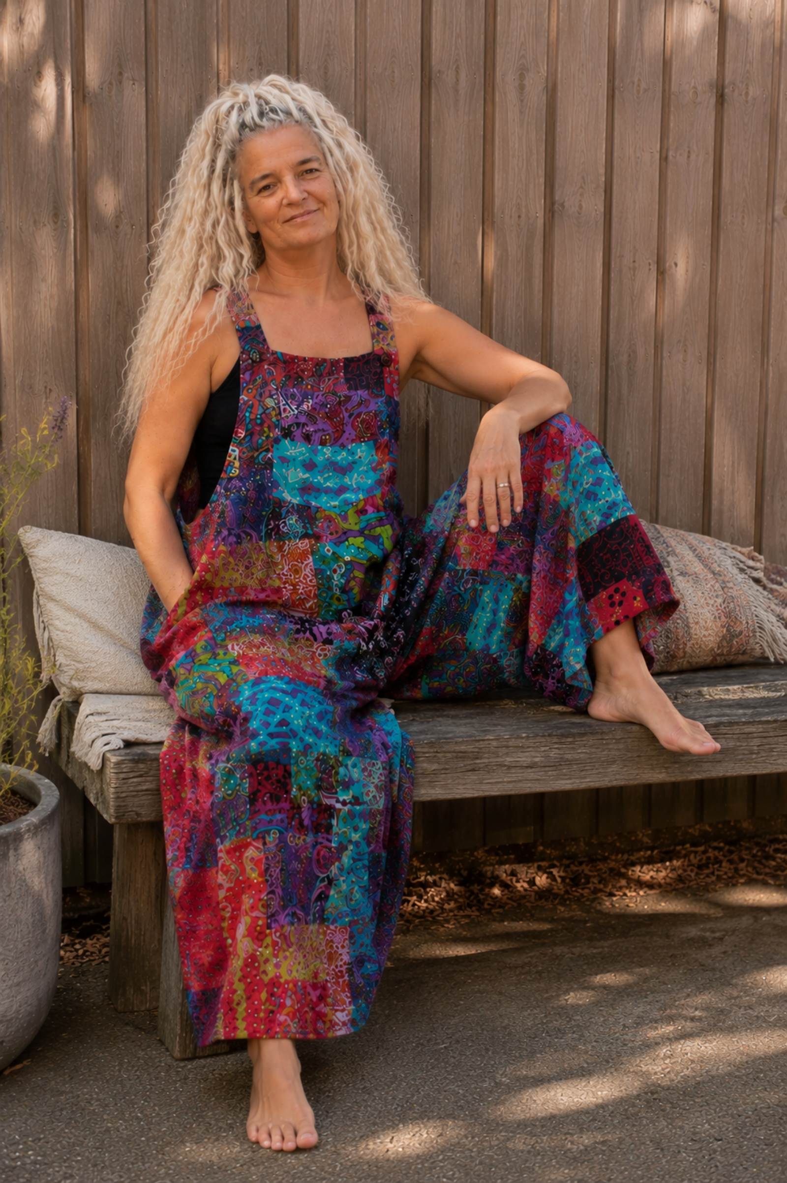 Comfortabele boho patchwork jumpsuit van luchtig 100% katoen