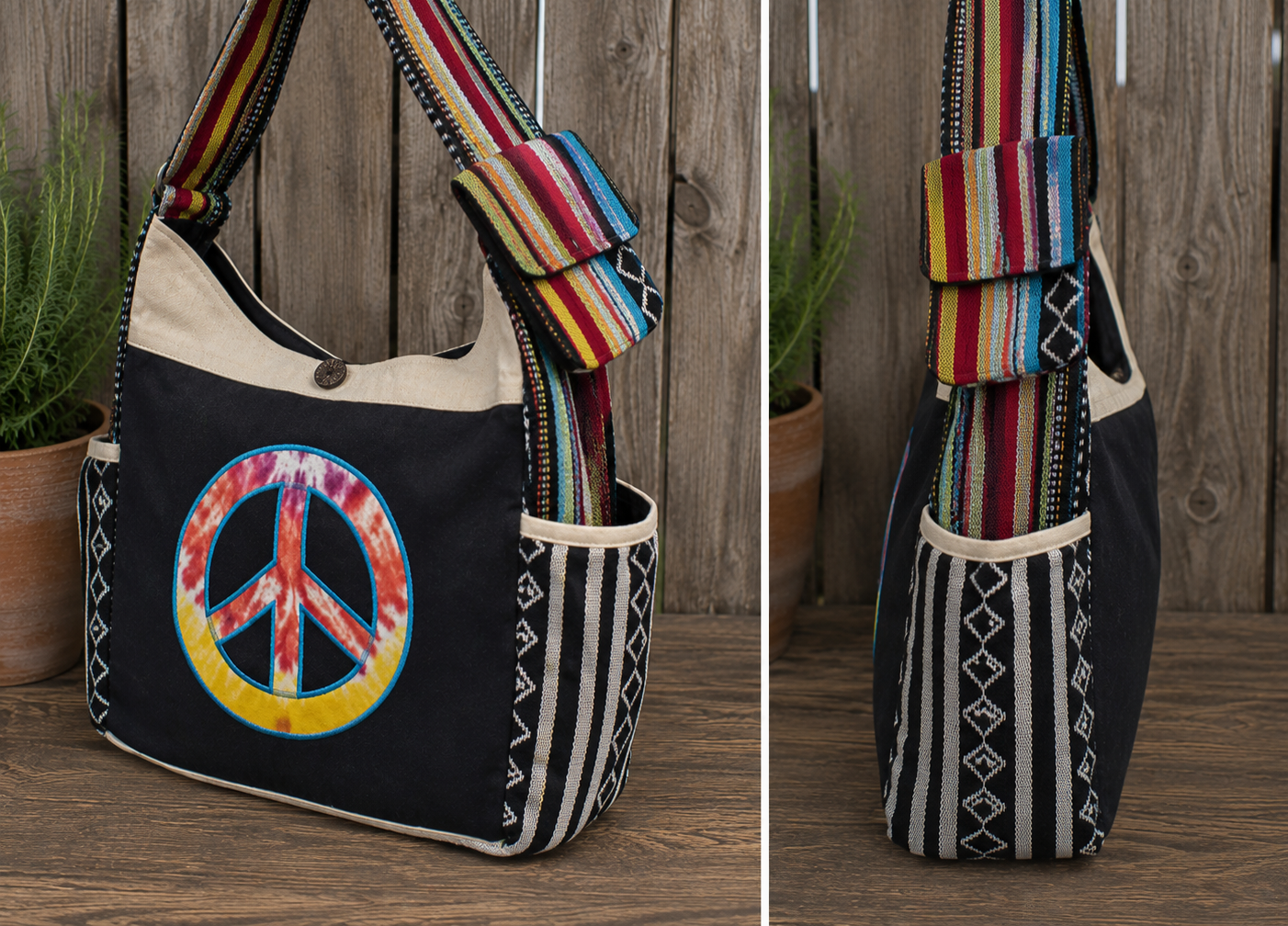 Handgemaakte Boho Crossbody Tas – Peace Patch – One of a Kind
