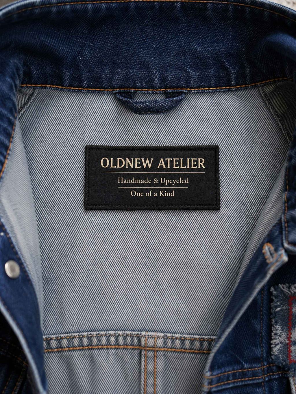 Old New Atelier label in Wait a Minute handmade en upcycled denim jasje