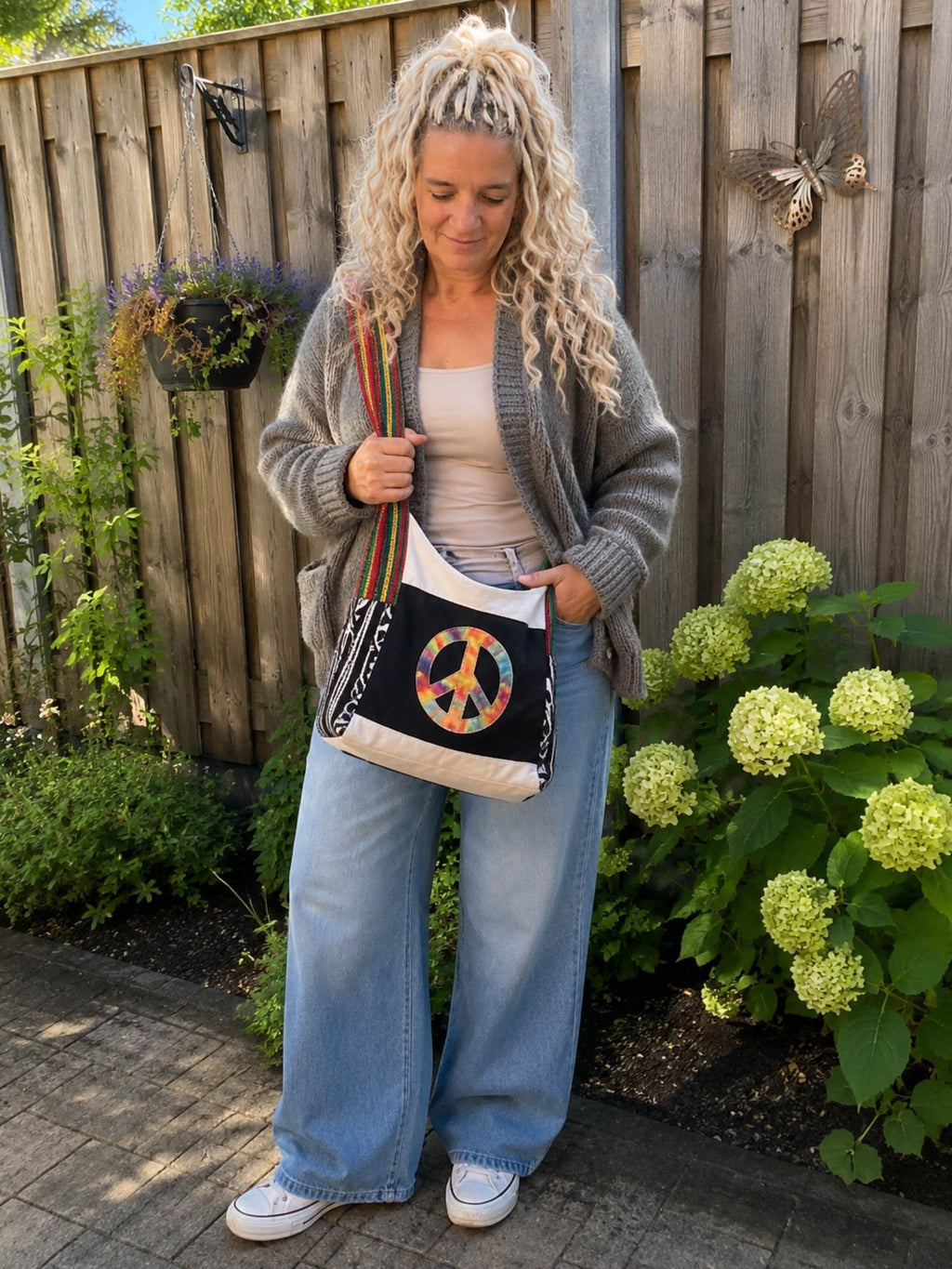 Handgemaakte Boho Crossbody Tas – Peace Patch – One of a Kind