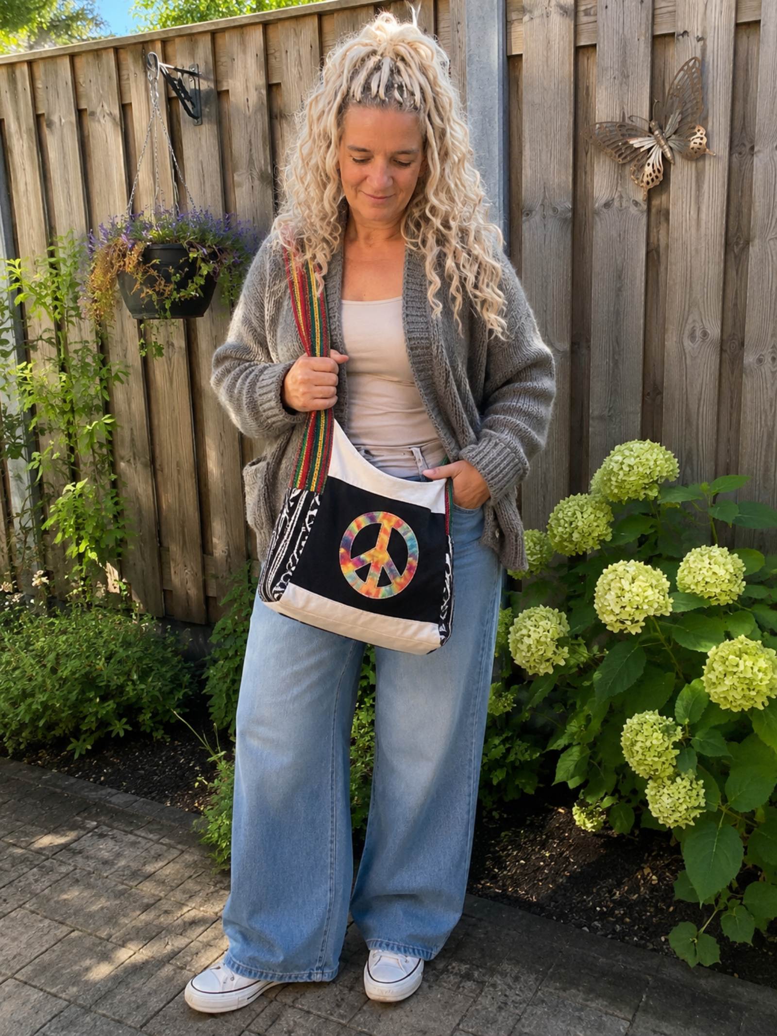 Handgemaakte Boho Crossbody Tas – Peace Patch – One of a Kind