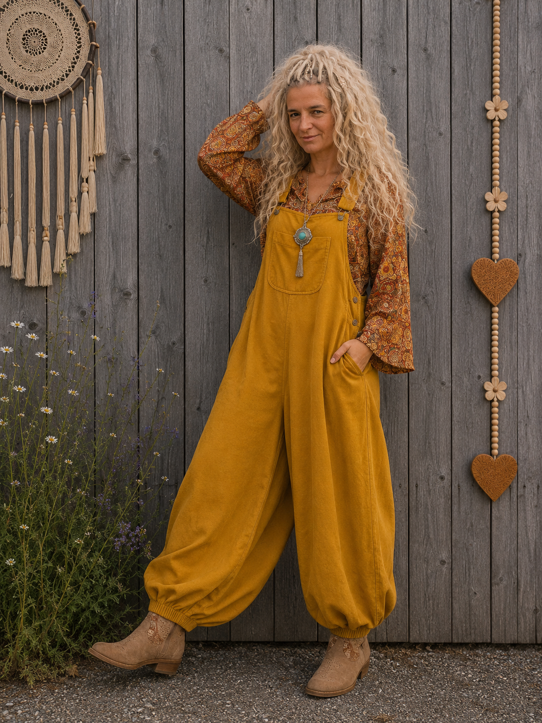 Boho Tuinbroek van 100% Katoen – Oversized Harem Jumpsuit