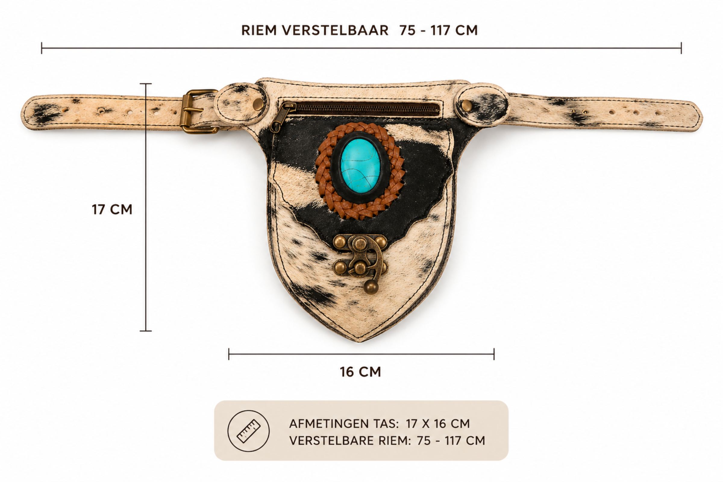 Afmetingen heuptas 17x16 cm verstelbare riem