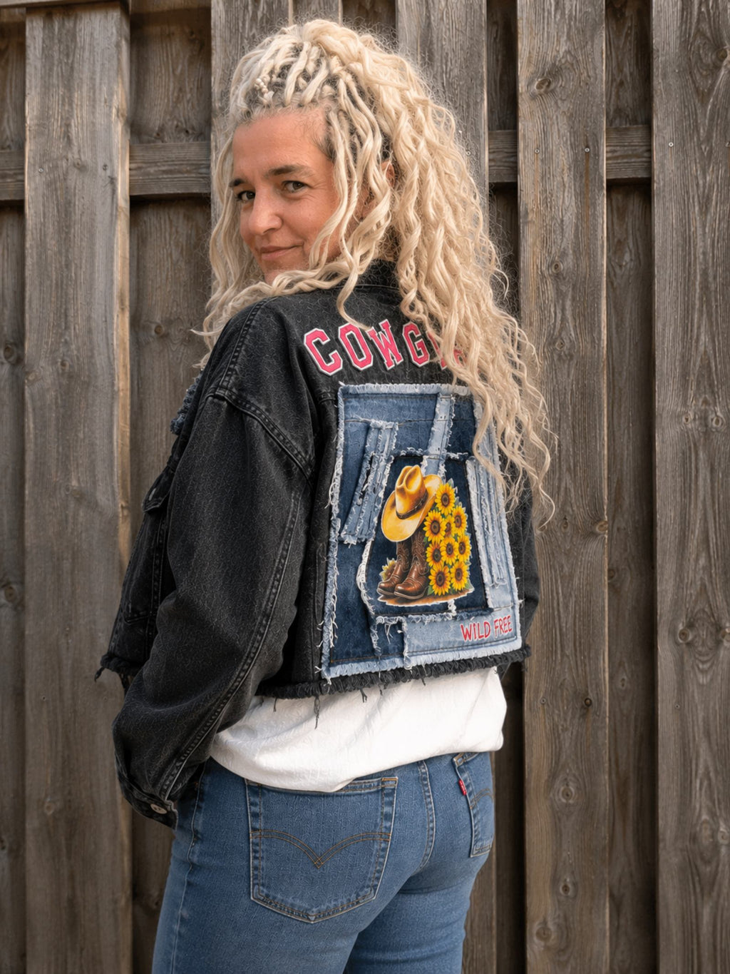 One of a Kind Cowgirl Upcycled Denim Jacket – Handmade