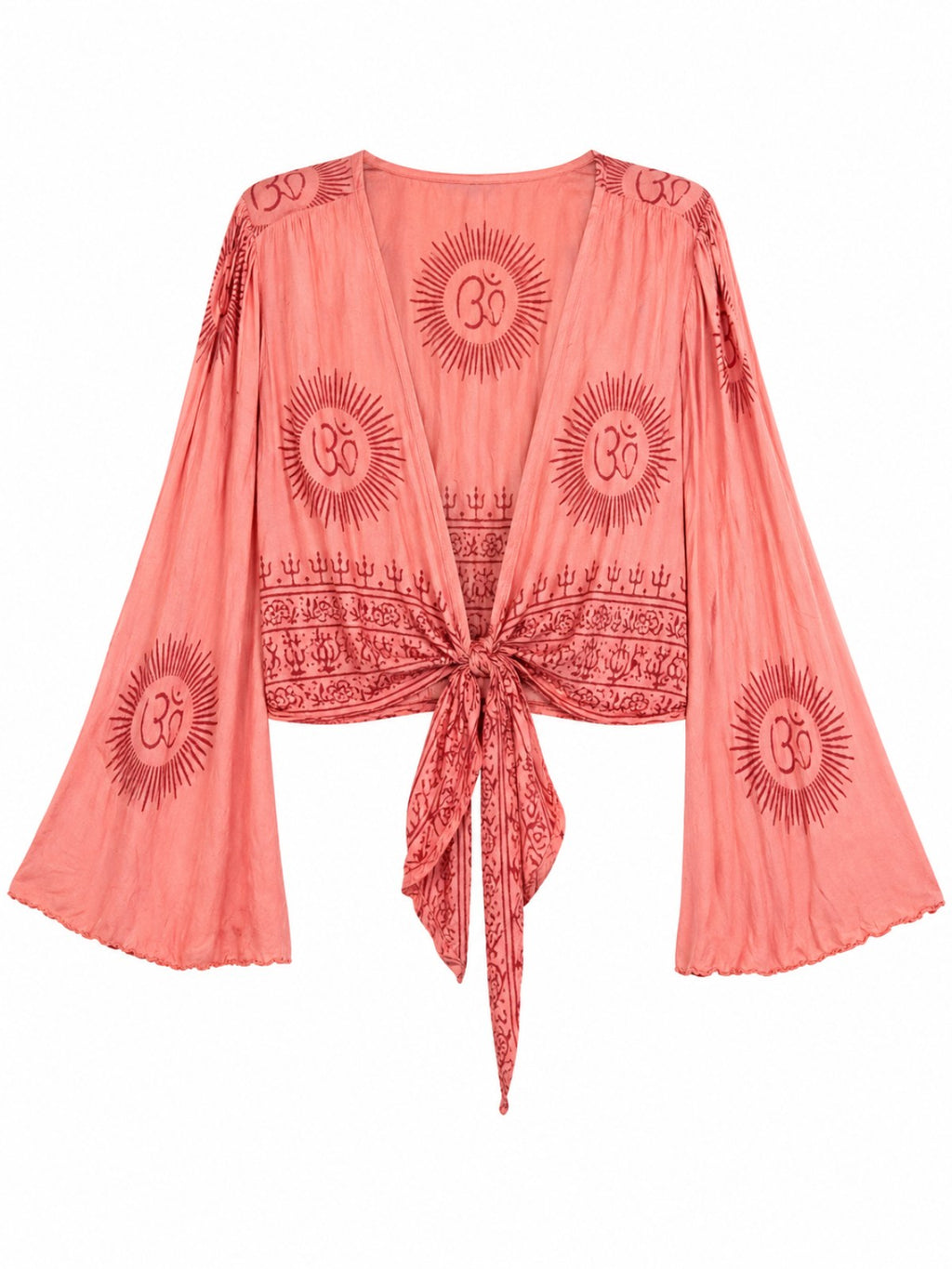 Boho wikkel blouse viscose roze dames top