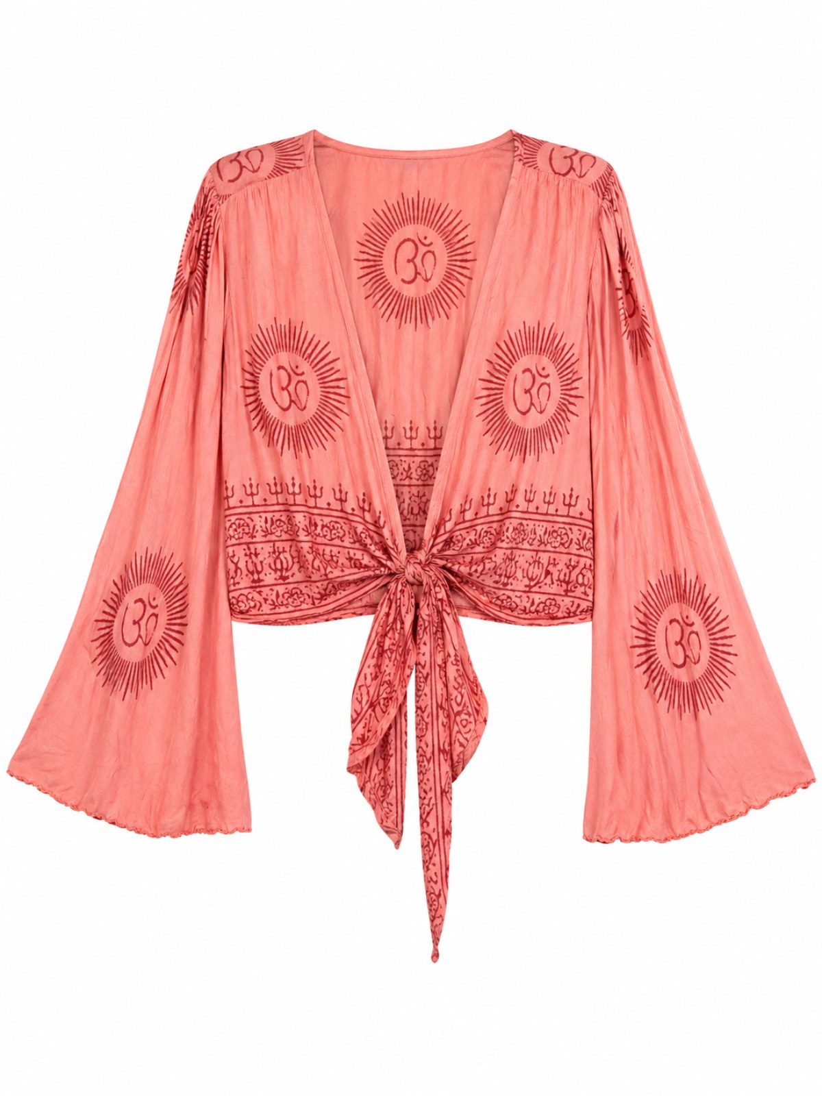 Boho wikkel blouse viscose roze dames top