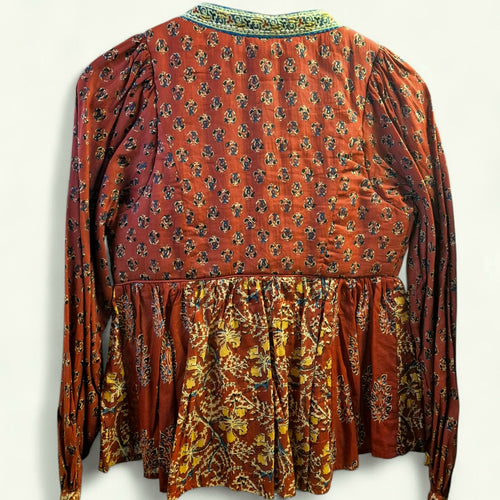 Boho Viscose Blouse – Rood Print – Met Sluiting – M & L – Laatste Stuks