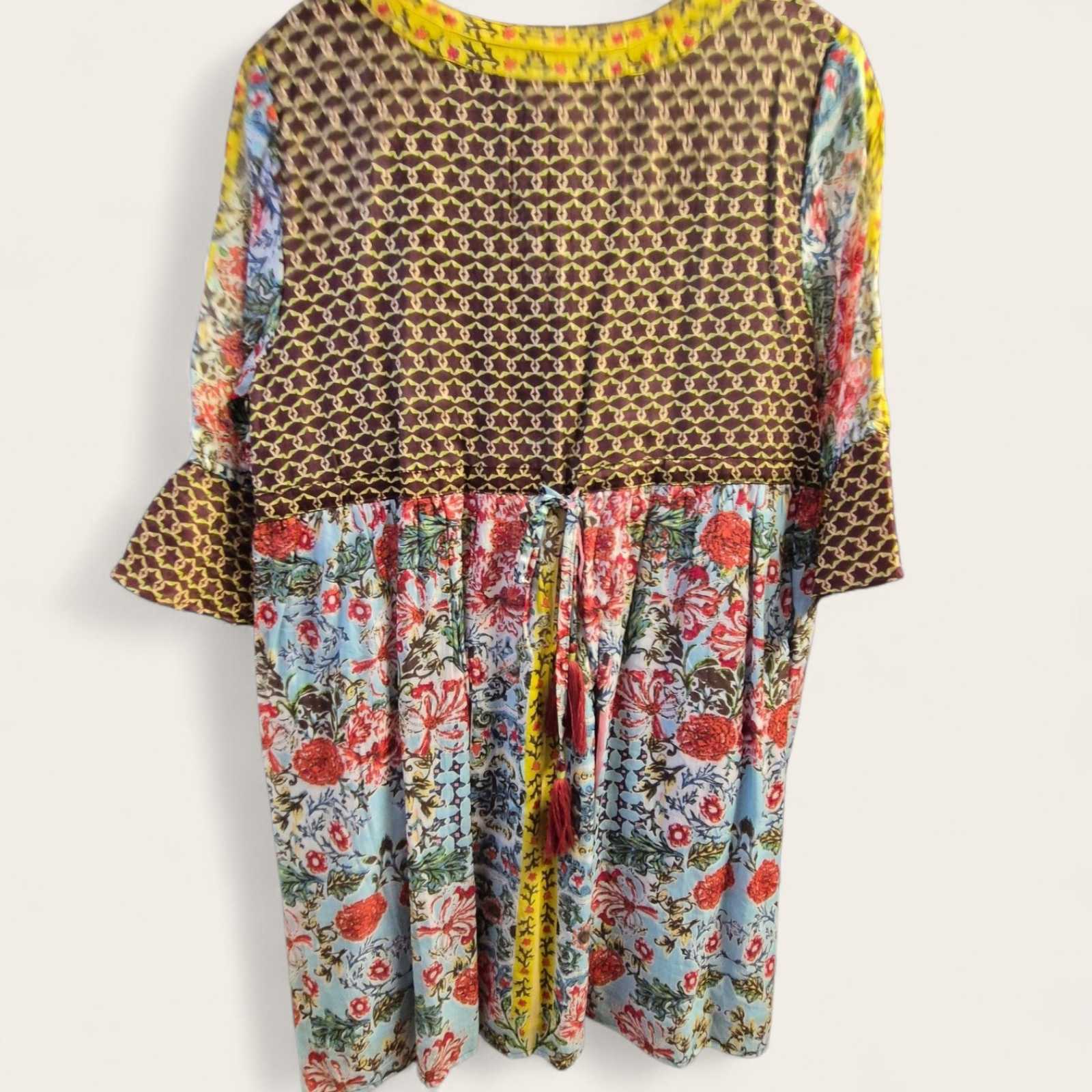 Boho Viscose Blouse – Print & Kwastjes – Maat L – Laatste Stuks