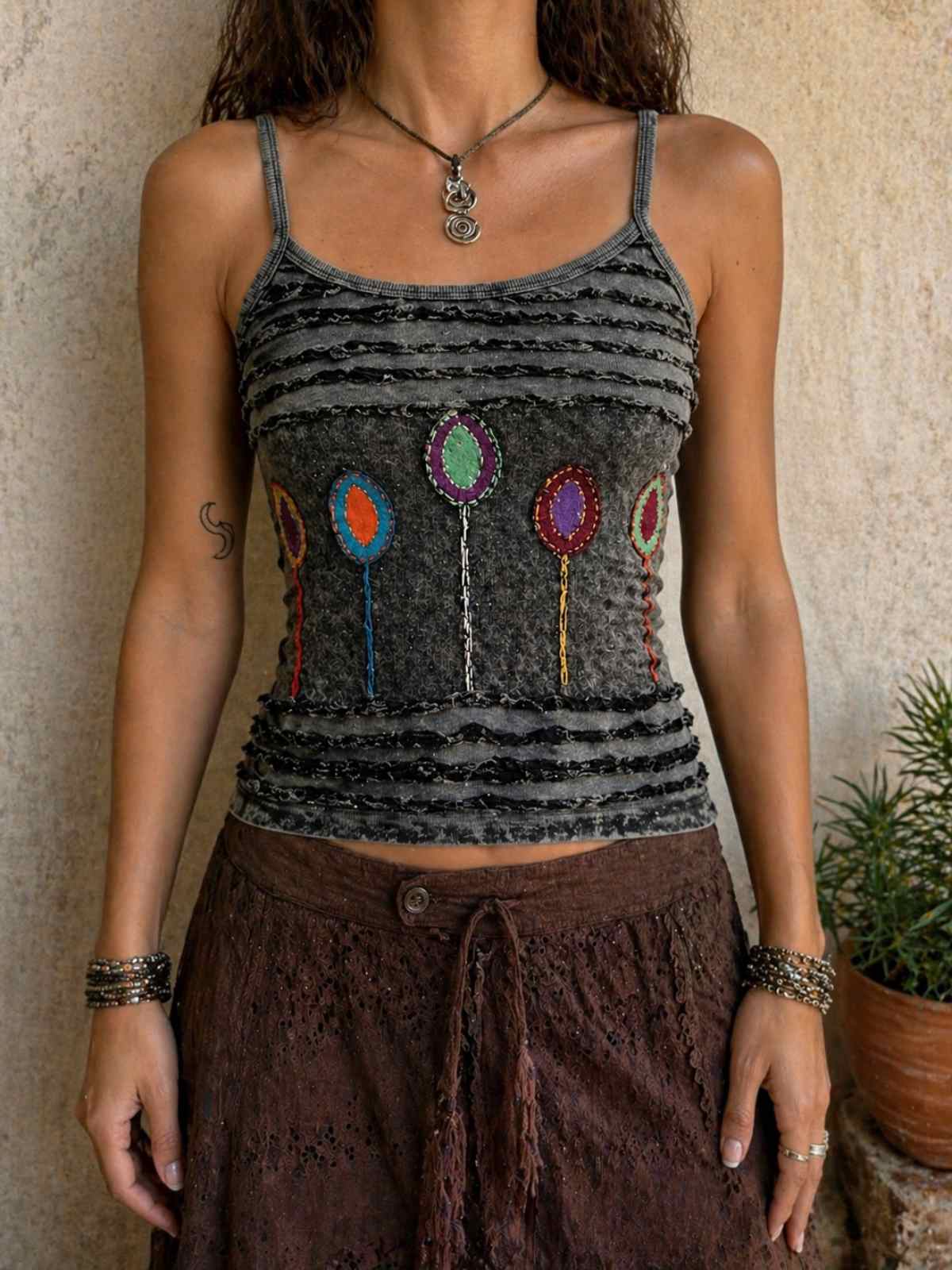 boho top dames pasvorm aansluitend stretchy katoen model