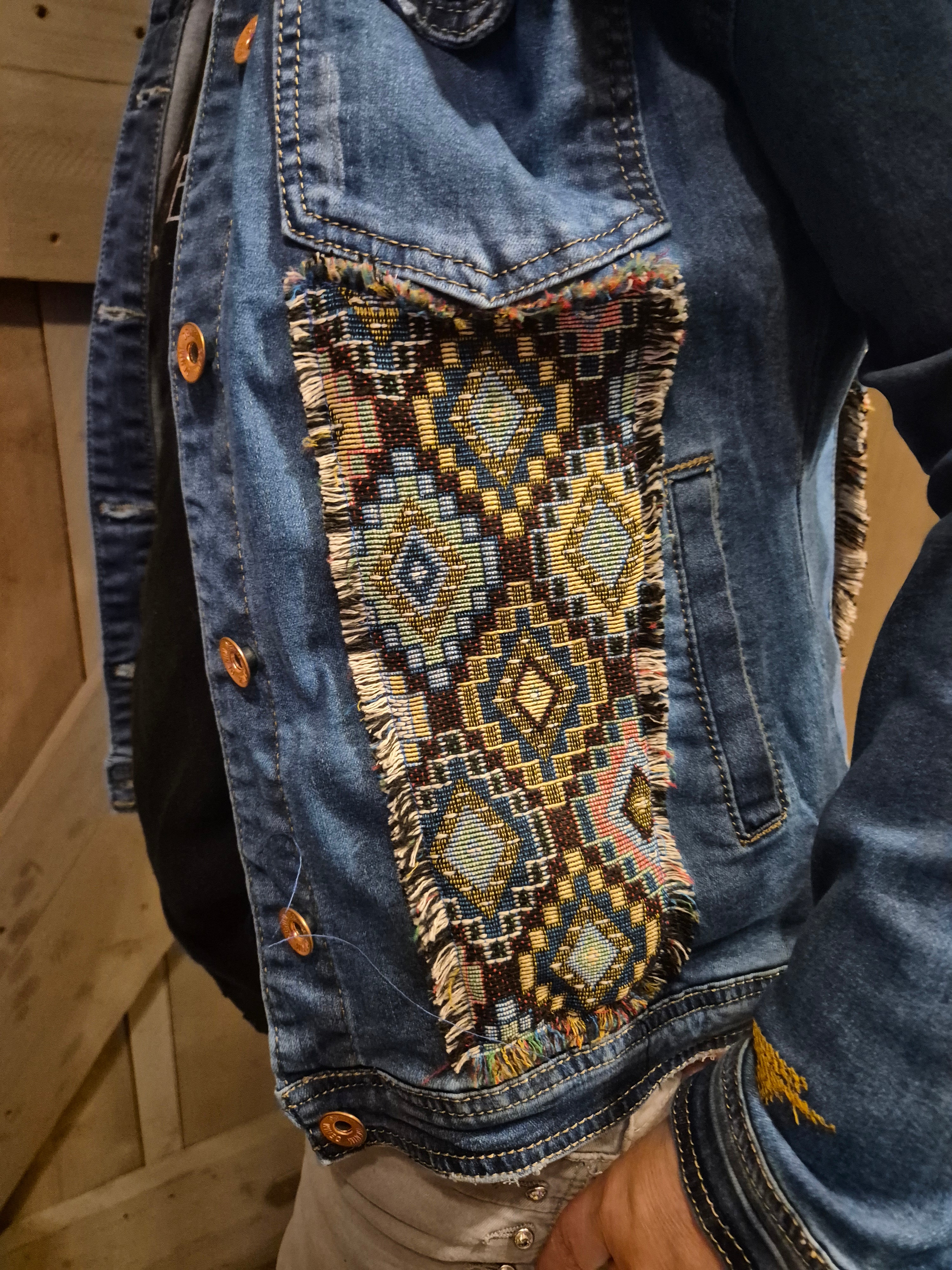 Upcycled Denim Jacket – Madonna Back Art – Handmade One of a Kind