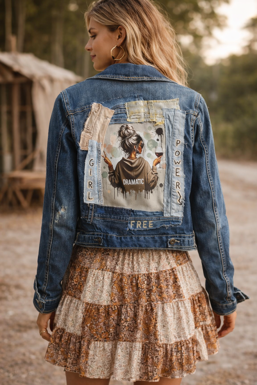upcycled denim jacket rebel girl power one of a kind handmade