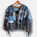 handgemaakt patchwork boho jasje met franjes voorkant
