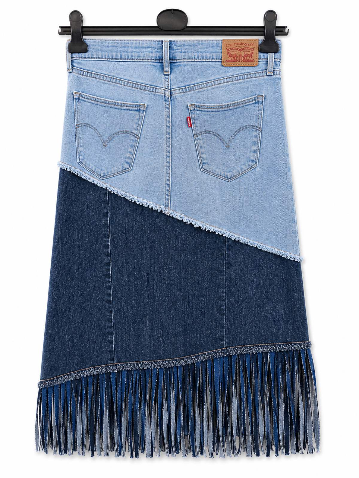 Upcycled denim rok achterkant