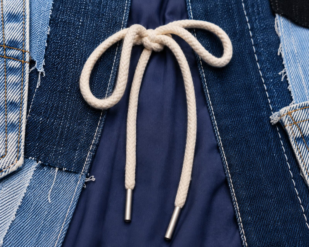 One of a Kind Levi's Patchwork Denim Hesje L/XL – Handgemaakt & Upcycled