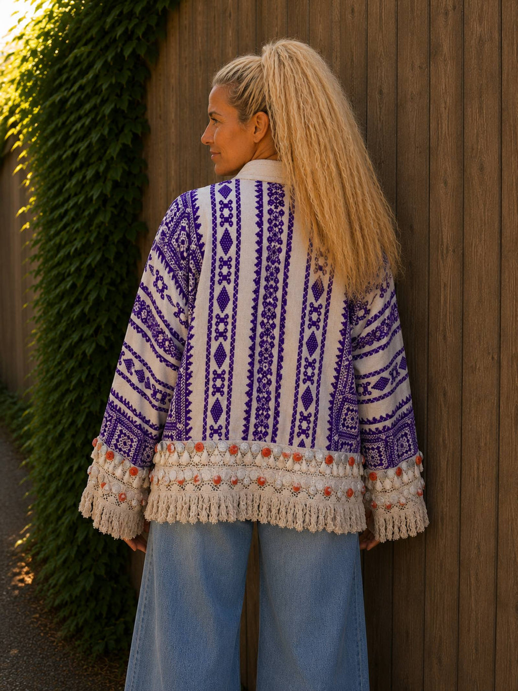 Paars boho vest gedragen achterkant