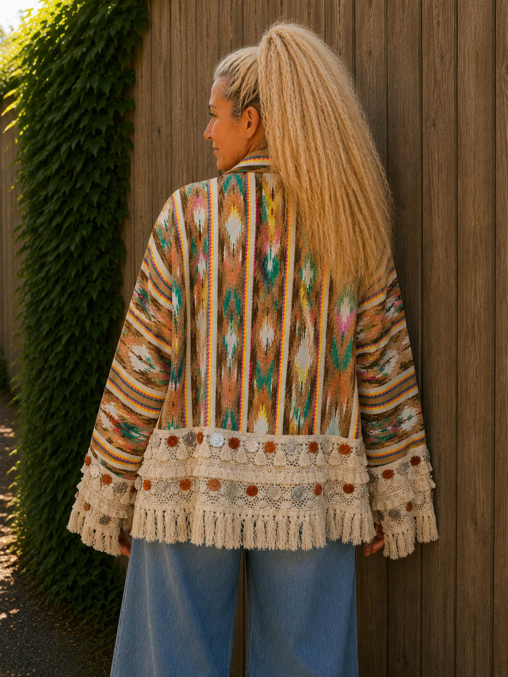 One Size boho vest gedragen achterkant