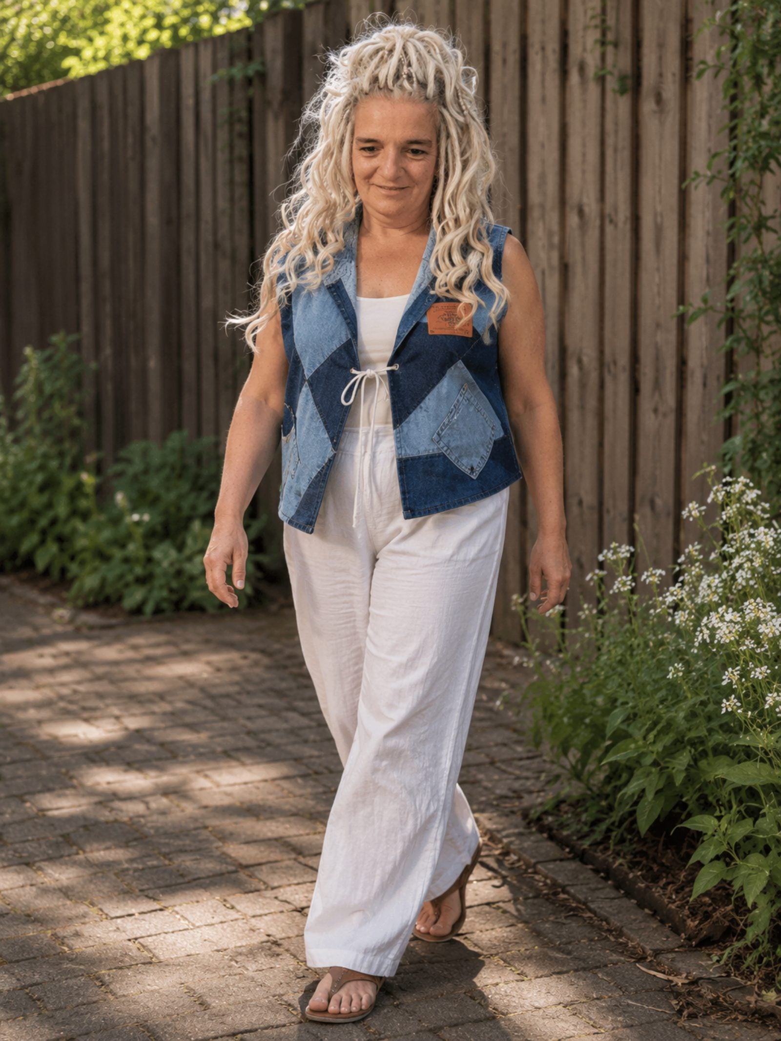 One of a Kind Levi's Patchwork Denim Hesje L/XL – Handgemaakt & Upcycled