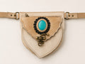 Handgemaakt boho heuptasje van echt leer en vacht met turquoise steen | Old New Atelier