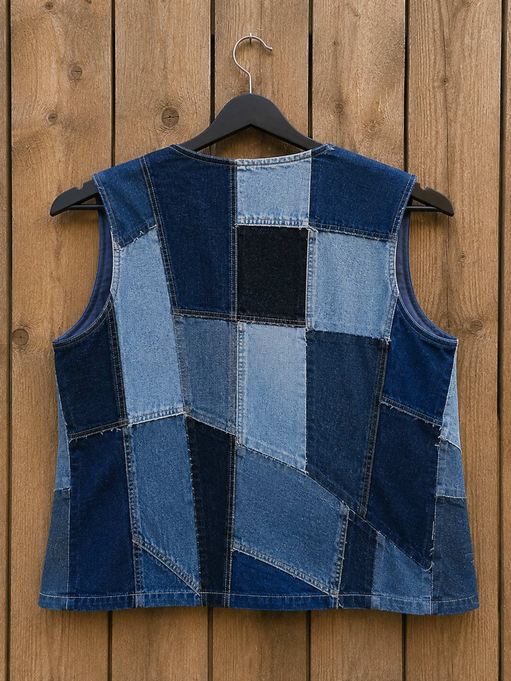 One of a Kind Levi's Patchwork Denim Hesje L/XL – Handgemaakt & Upcycled
