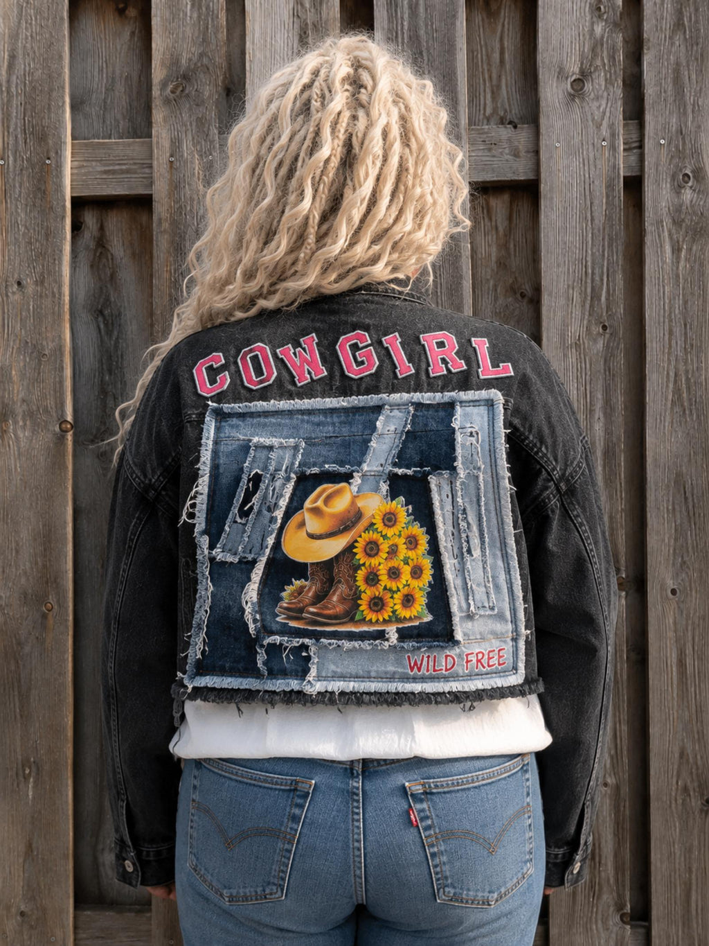 One of a Kind Cowgirl Upcycled Denim Jacket – Handmade