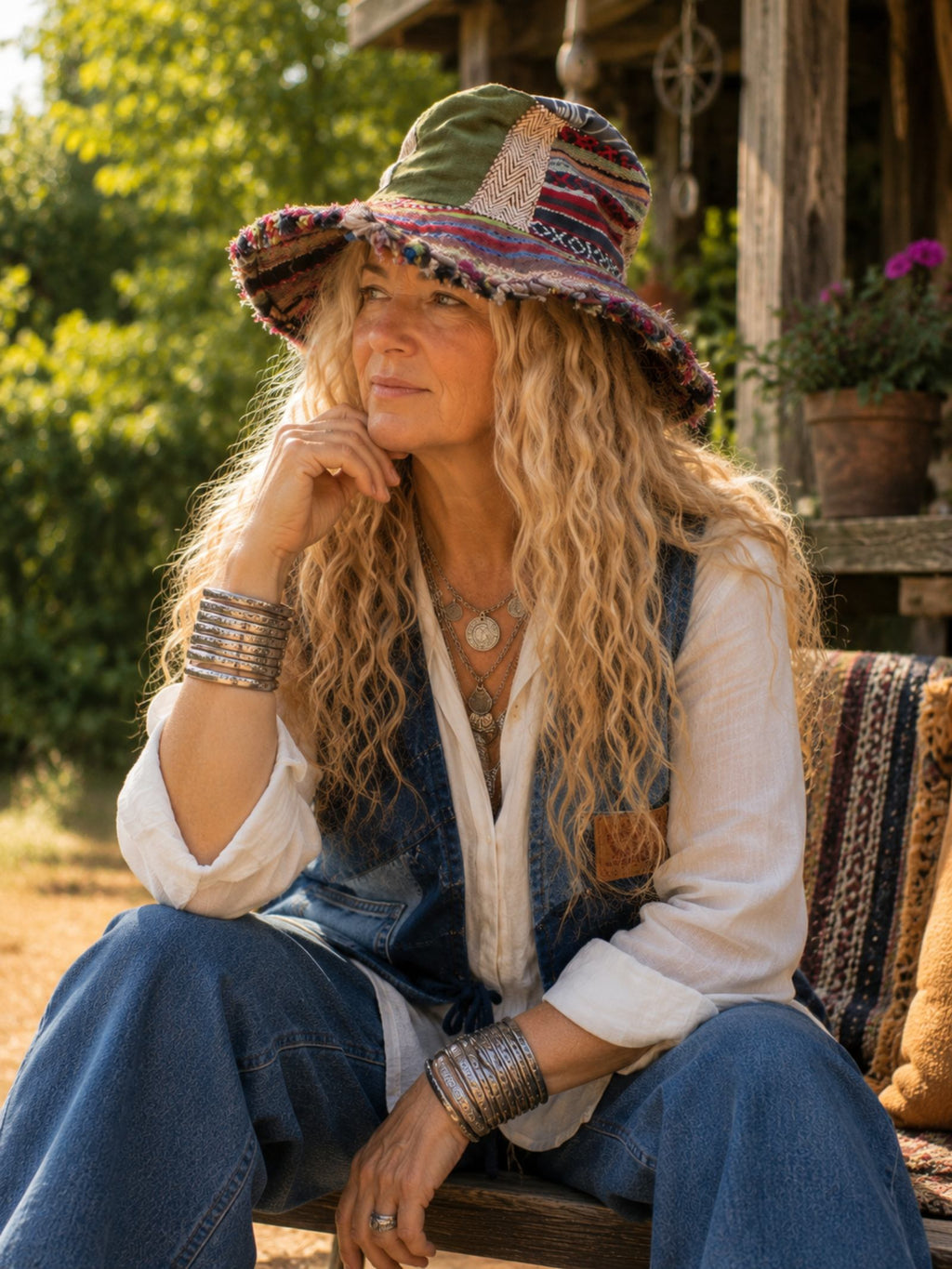 Handgemaakte Boho Patchwork Hoed – One of a Kind