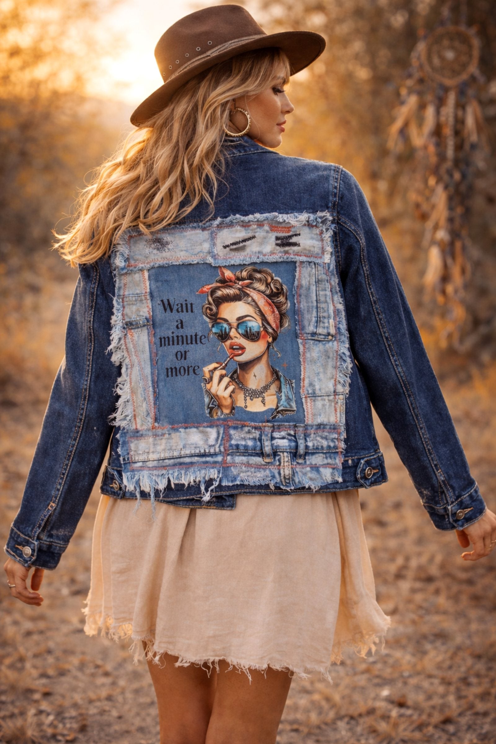 boho denim jacket outfit handmade recycled fashion