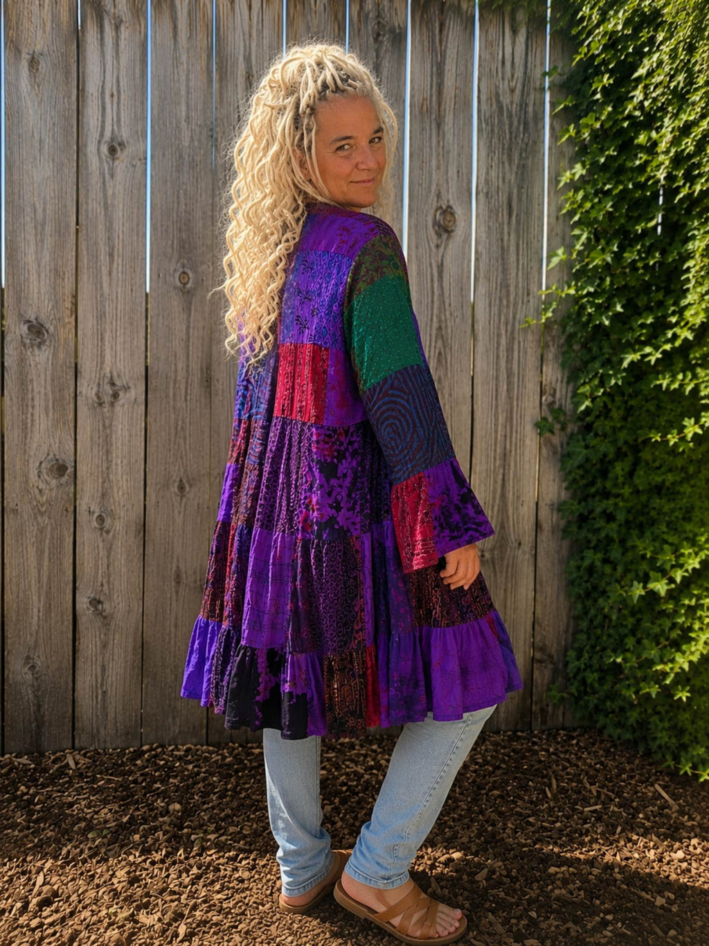 Boho Patchwork Kimono met Ruches – Handgemaakt