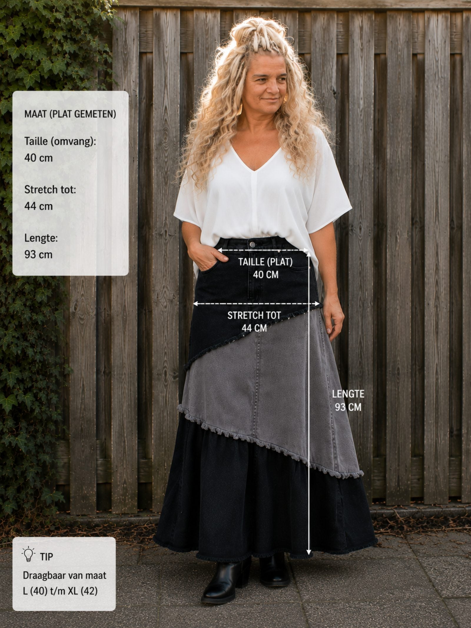 One of a Kind Upcycled Levi's Patchwork Rok – Zwart & Grijs