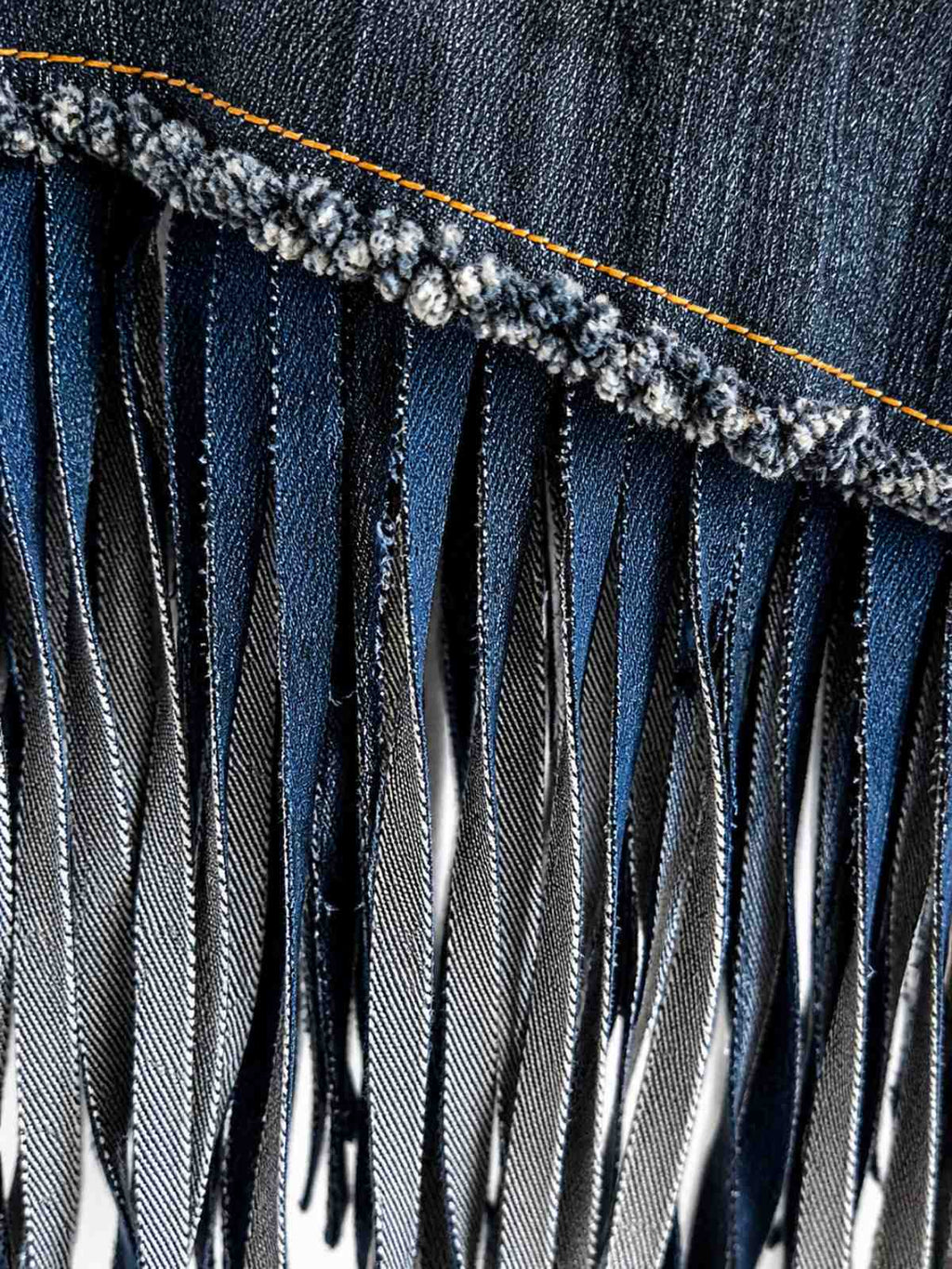 Denim rok franjes detail handgemaakt