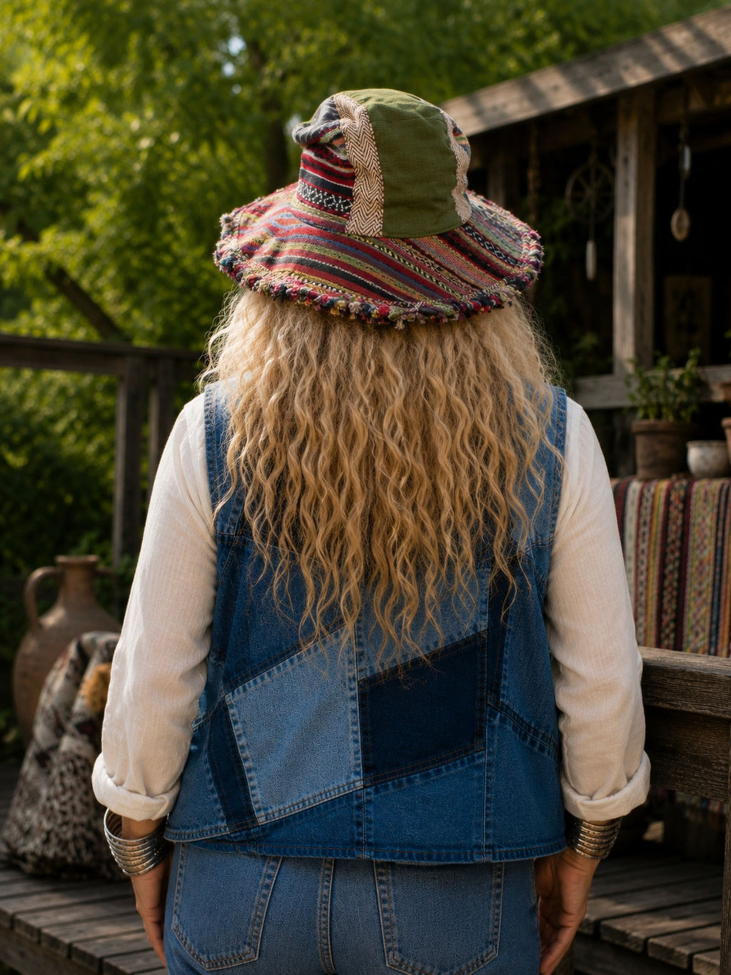 Handgemaakte Boho Patchwork Hoed – One of a Kind