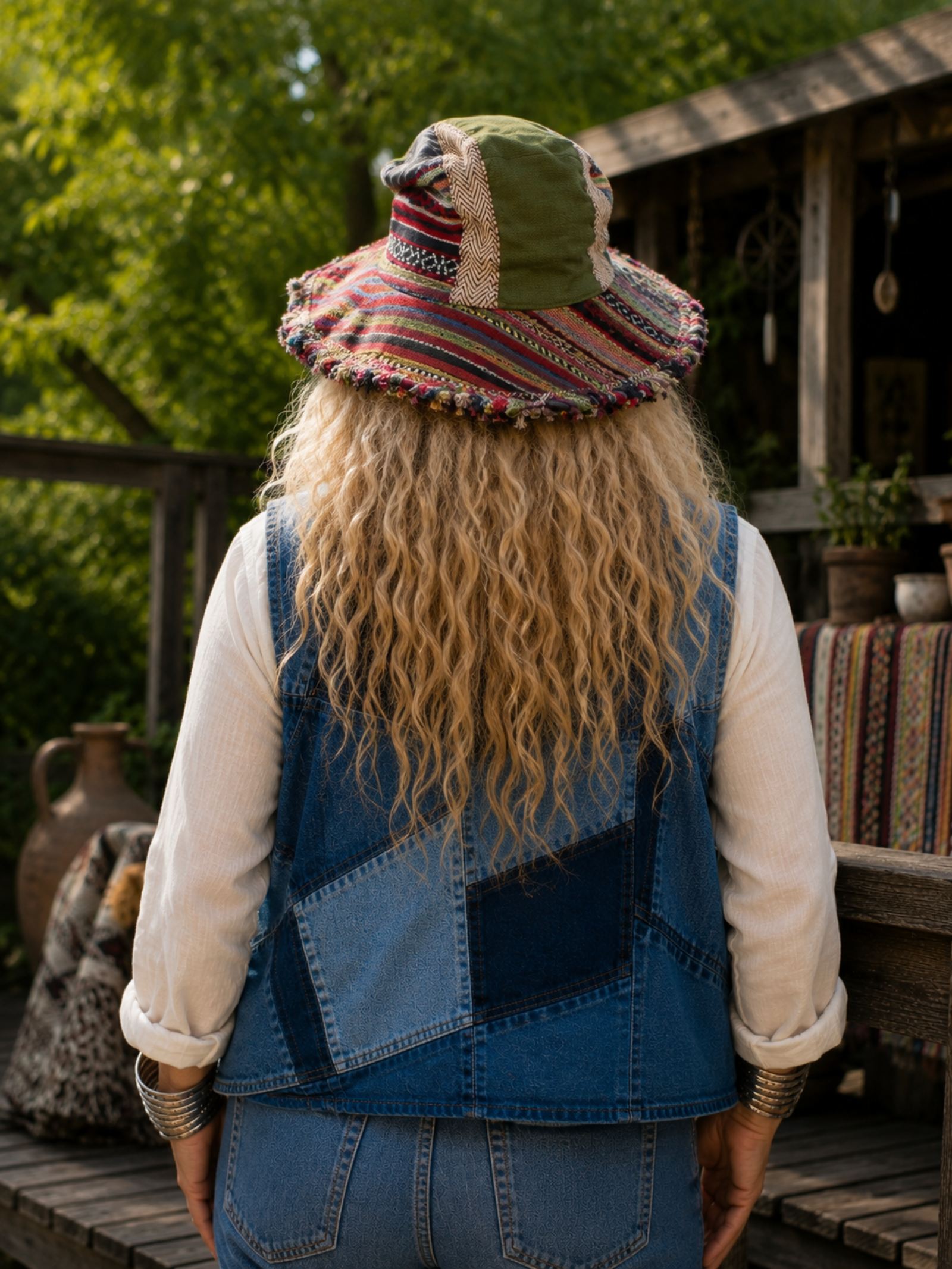 Handgemaakte Boho Patchwork Hoed – One of a Kind