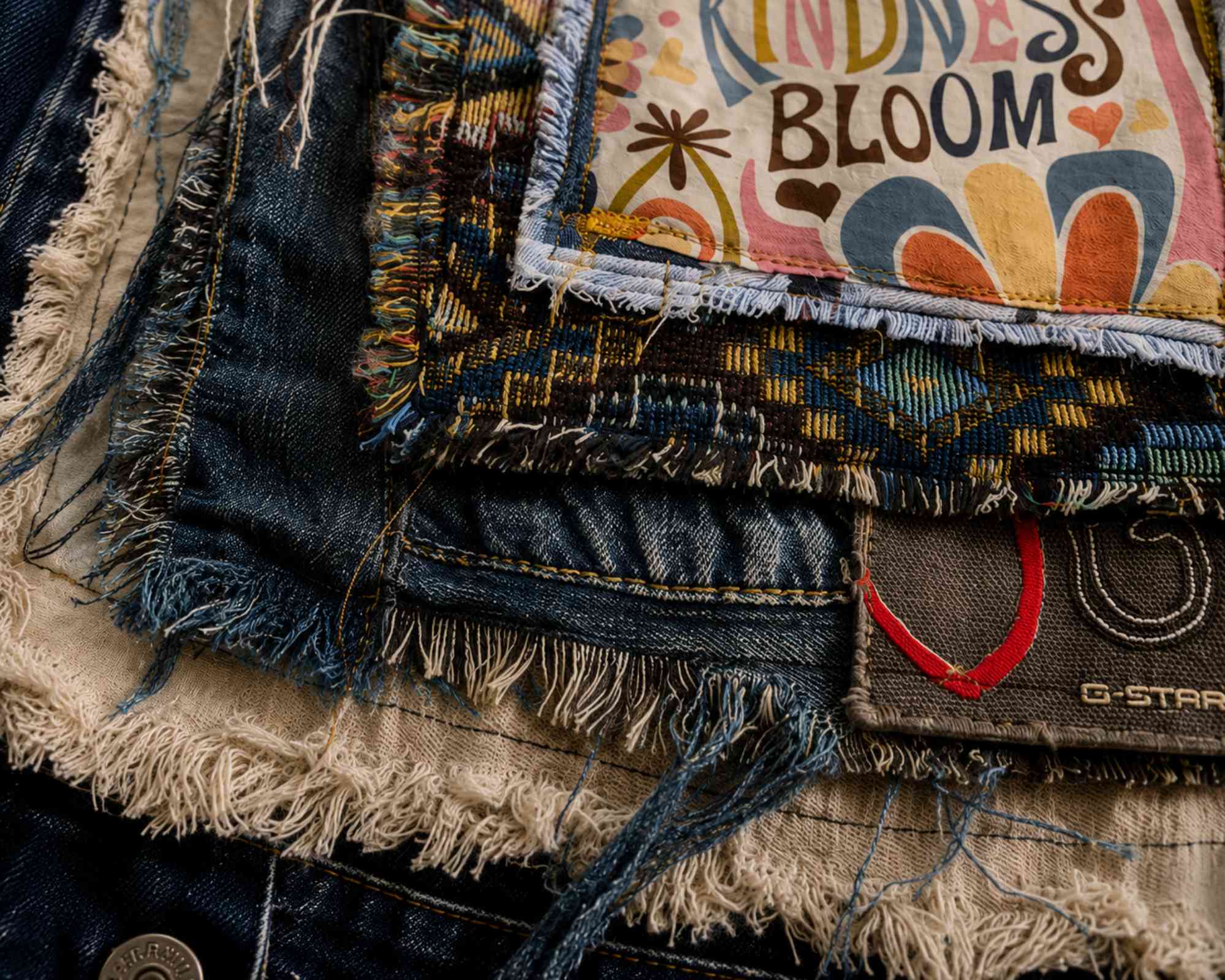 Let Kindness Bloom – One of a Kind Upcycled Denim Jacket