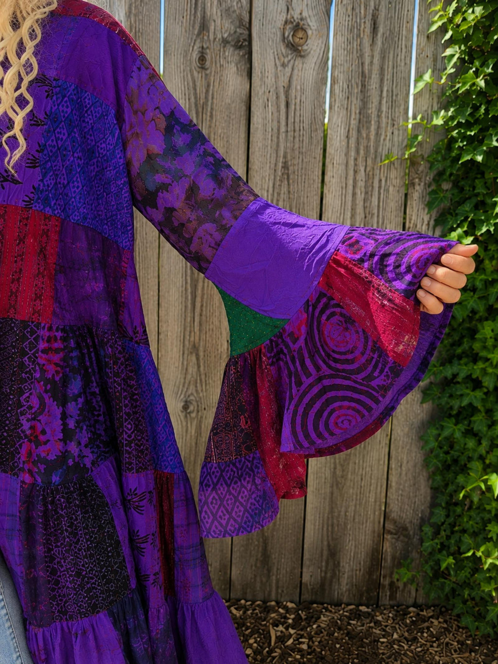 Boho Patchwork Kimono met Ruches – Handgemaakt