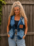 One of a Kind Levi's Patchwork Denim Hesje L/XL – Handgemaakt & Upcycled