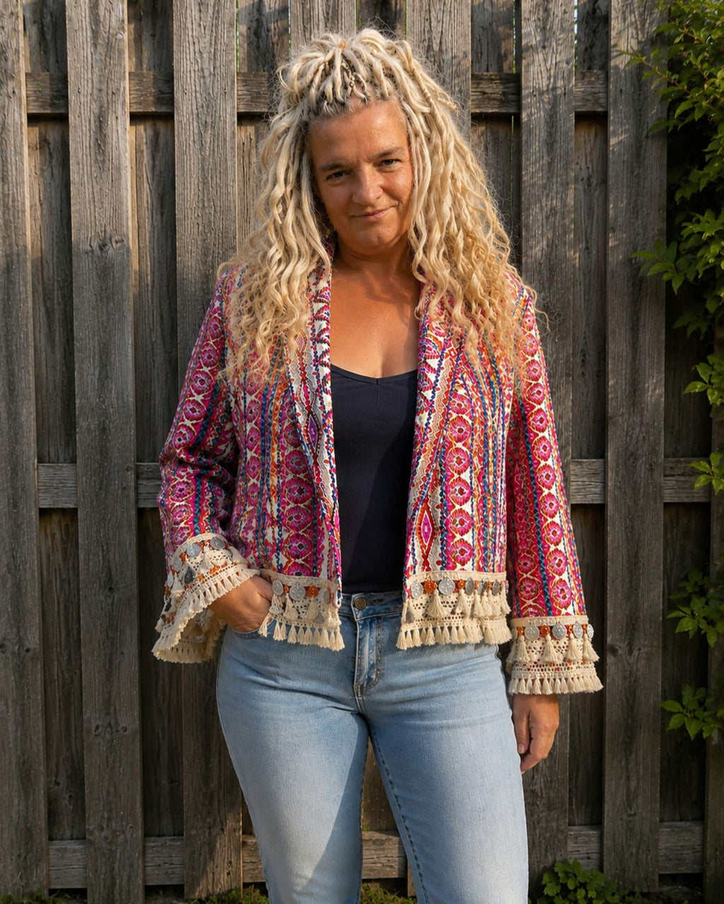 One of a Kind Boho Jasje met Franjes & Muntjes