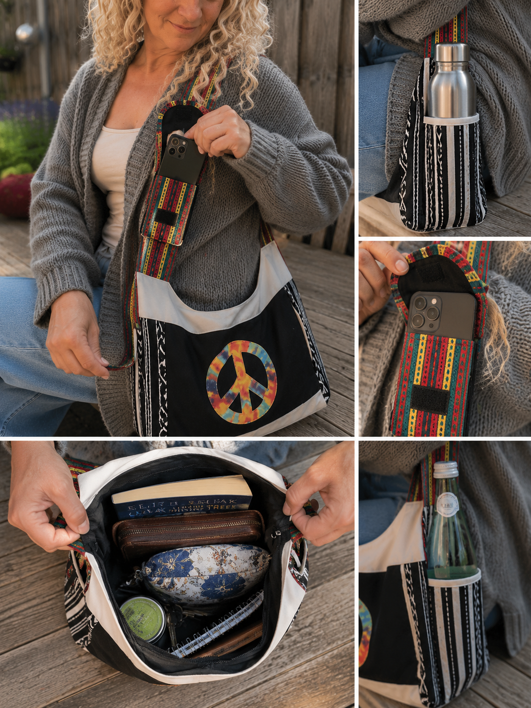 Handgemaakte Boho Crossbody Tas – Peace Patch – One of a Kind