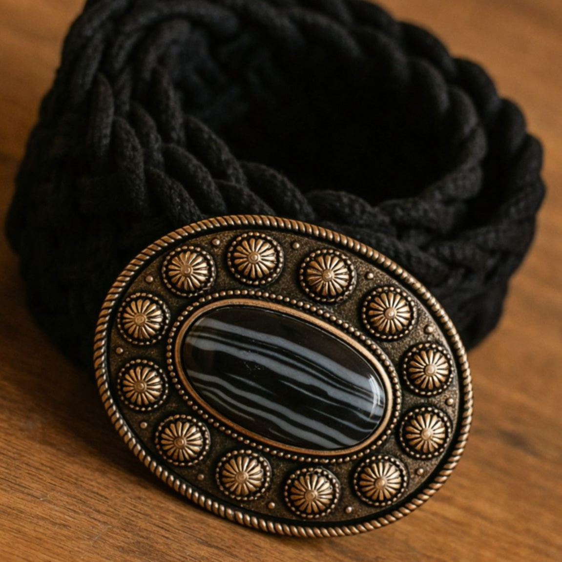 Boho Riem Crème met Natuursteen Gesp – Statement Taille Riem 117 cm