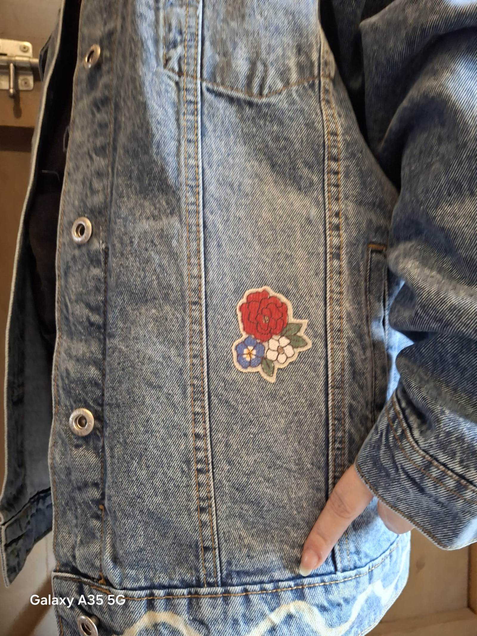 Verkocht -Upcycled Denim Jacket – Butterfly Spirit