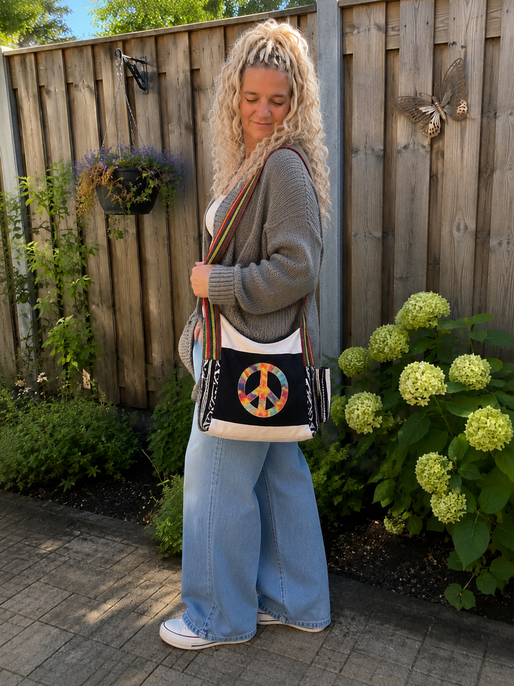 Handgemaakte Boho Crossbody Tas – Peace Patch – One of a Kind