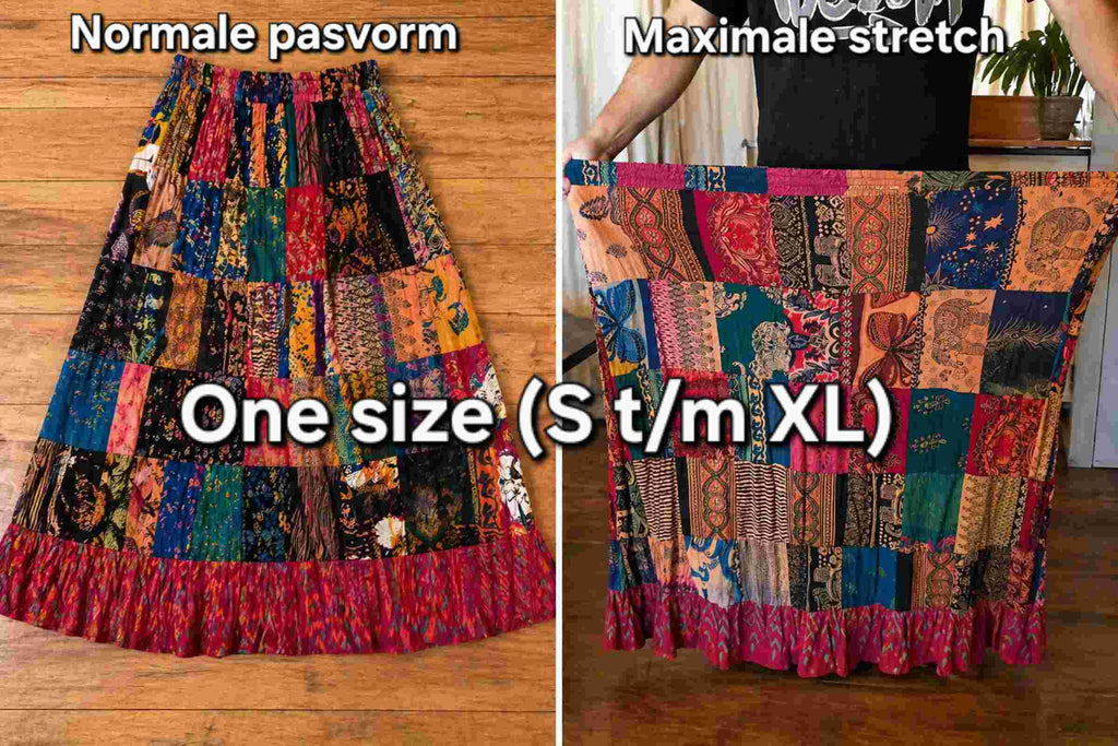 Boho rok maximale stretch elastische taille one size pasvorm