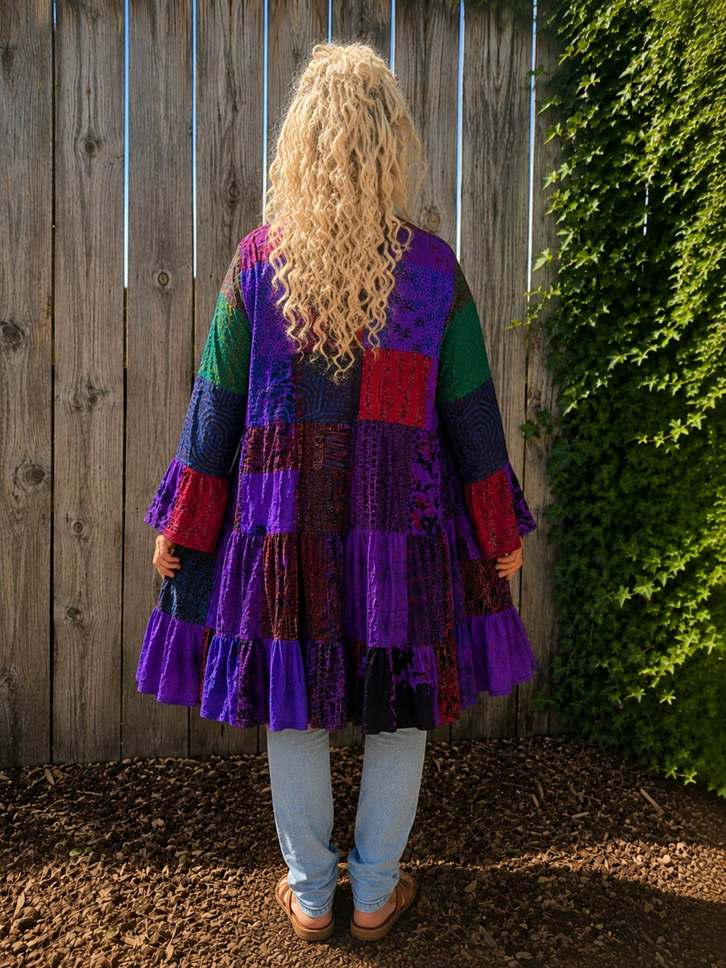 Boho Patchwork Kimono met Ruches – Handgemaakt