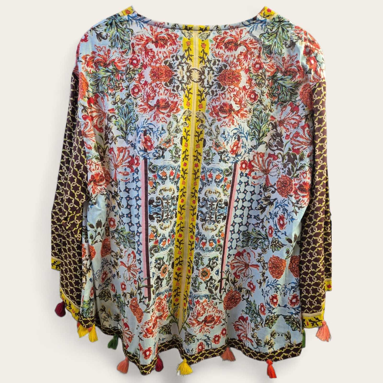 Boho Viscose Blouse – Print & Kwastjes – L & XL – Laatste Stuks