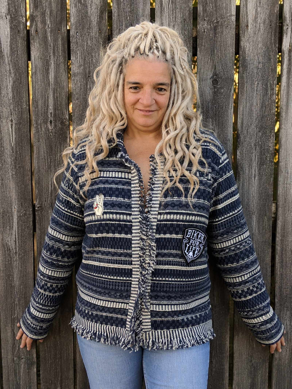One of a Kind Rebel No Rules boho jacket voorkant handgemaakt Old New Atelier