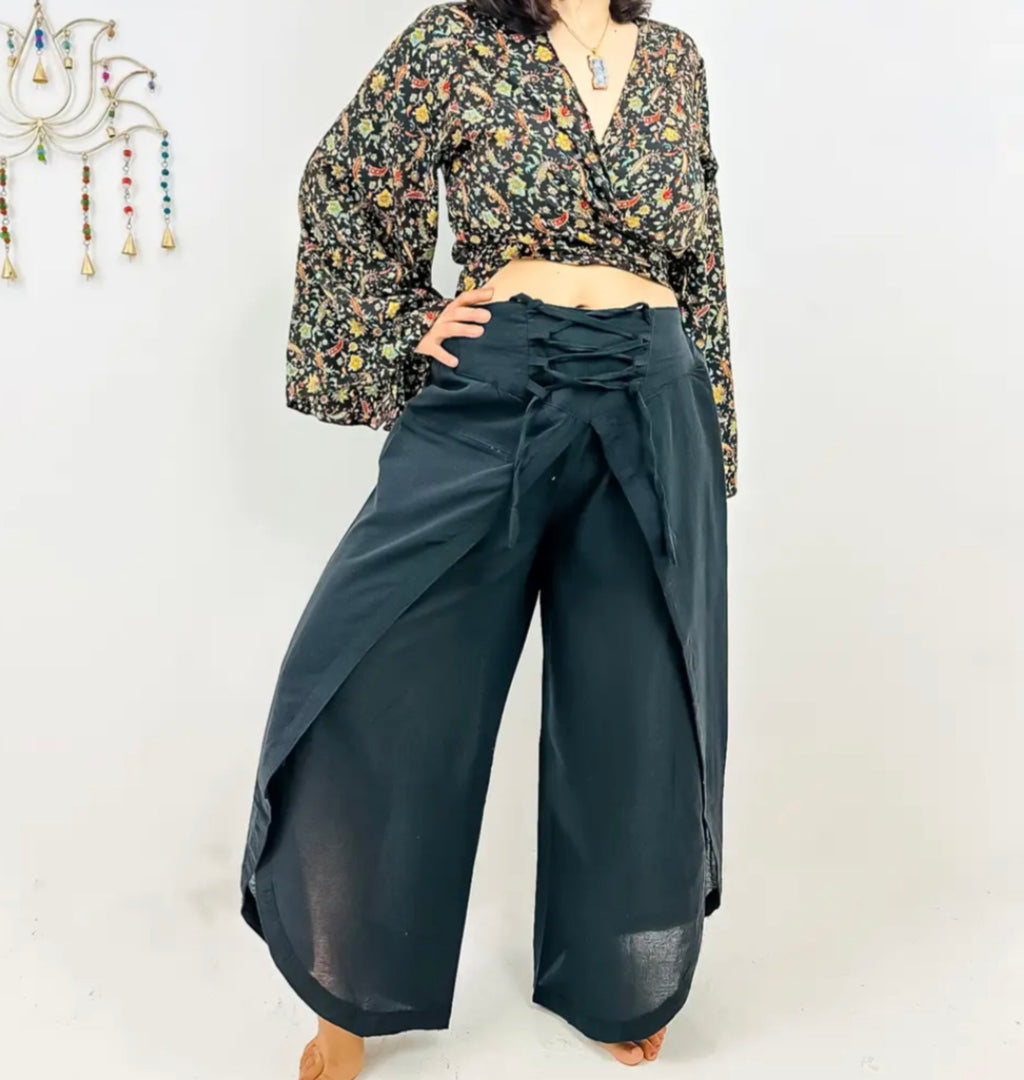 Boho Wrap Broek “Nomad Flow” – 100% Katoen | One Size