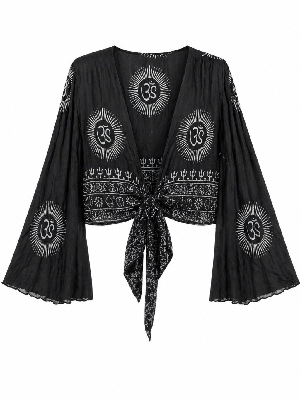Boho wikkel blouse viscose zwart dames top