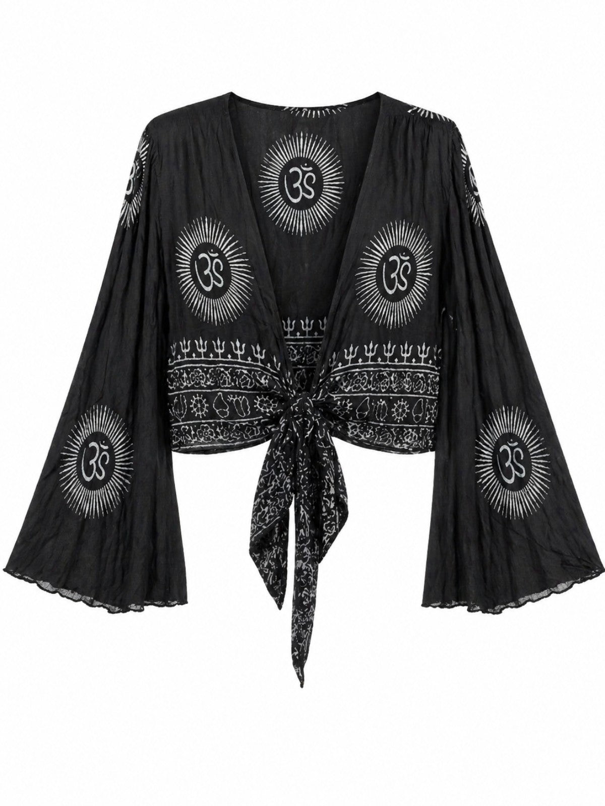 Boho wikkel blouse viscose zwart dames top